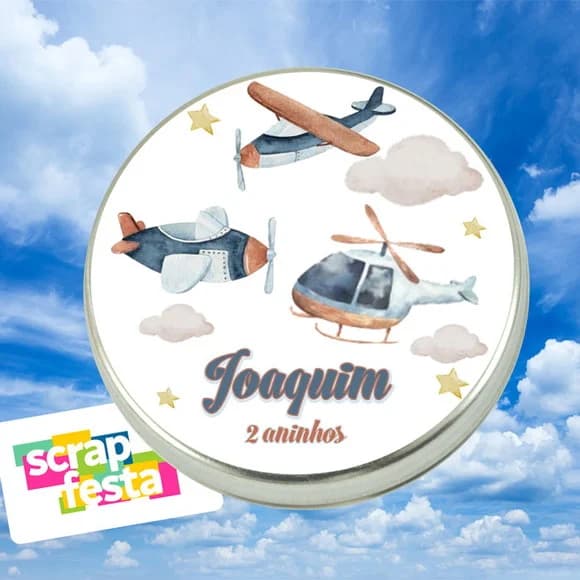 Latinhas Personalizadas Festa Aviador Aquarela