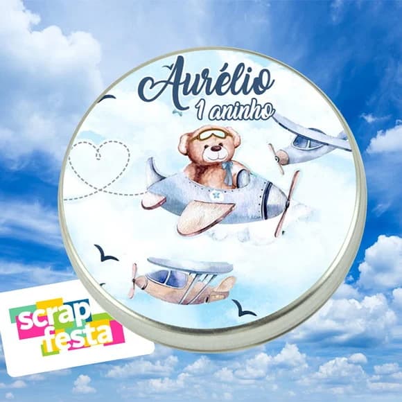 Latinhas Personalizadas Festa Urso Aviador Aquarela