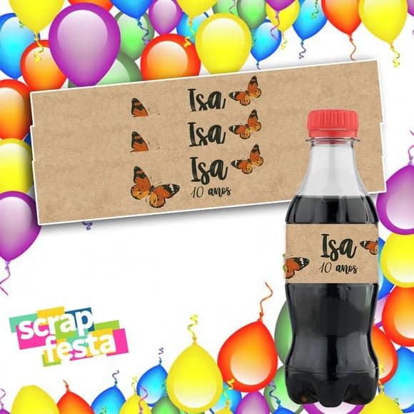 Rótulo Personalizado Mini Coca 19,5x3,5 Aniversário Vintage