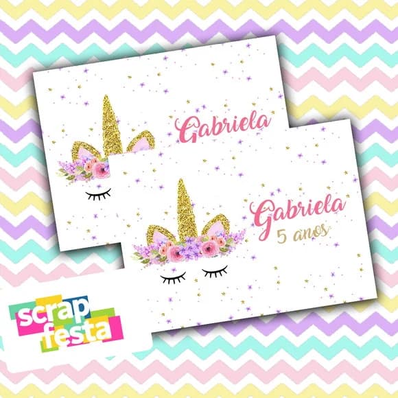 Adesivo Personalizado Retangular 7,45x5,5 Unicórnio