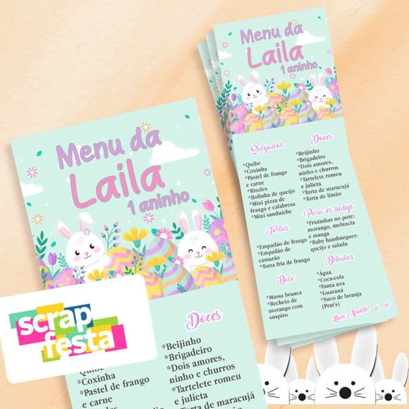Menu Cardápio Personalizado Festa Páscoa