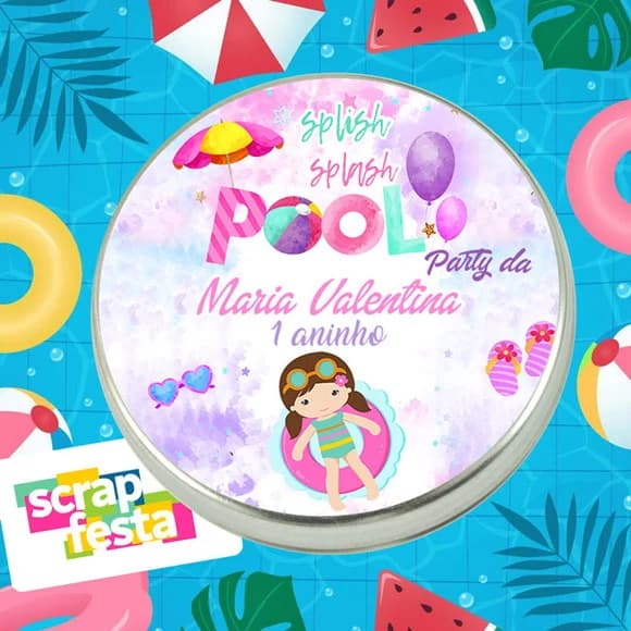 Latinhas Personalizadas Pool Party Aquarela