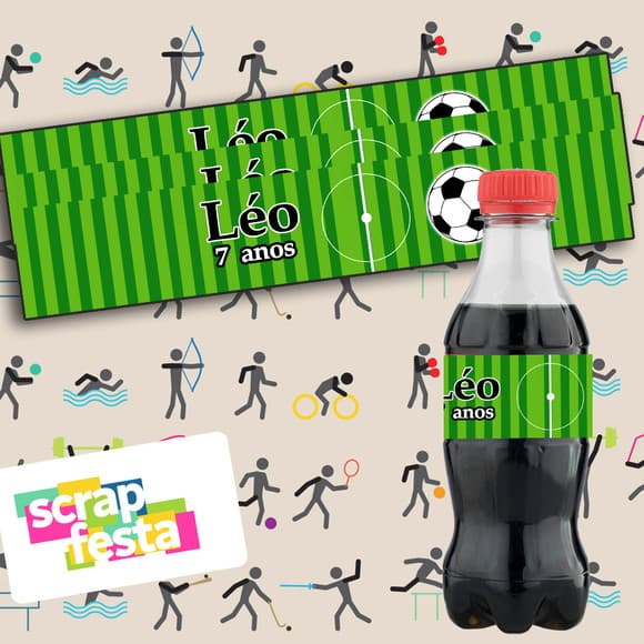 Adesivo Personalizado Rótulo Mini Coca 19,5 x 3,5 Futebol