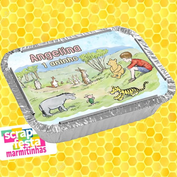 Marmitinha Personalizada Festa Ursinho Pooh Vintage