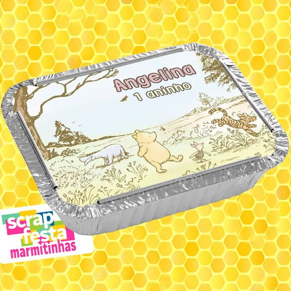 Marmitinha Personalizada Festa Ursinho Pooh Vintage