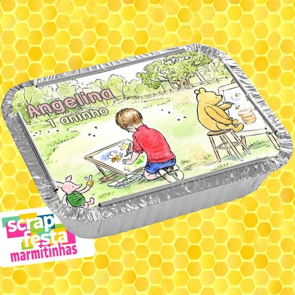Marmitinha Personalizada Festa Ursinho Pooh Vintage