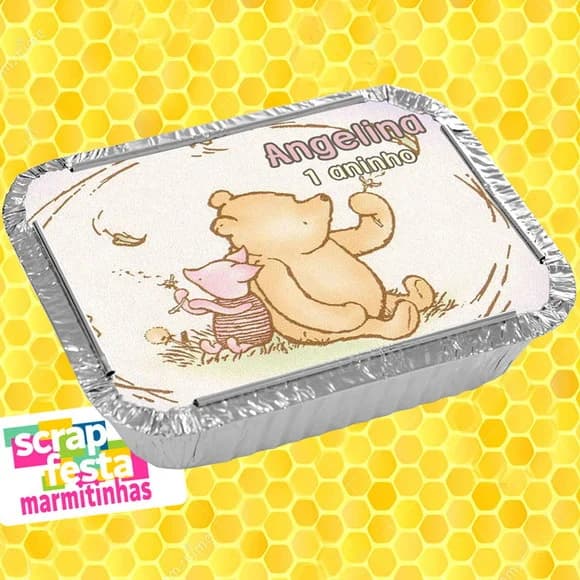 Marmitinha Personalizada Festa Ursinho Pooh Vintage