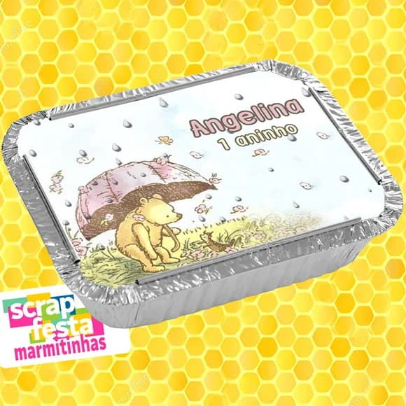 Marmitinha Personalizada Festa Ursinho Pooh Vintage