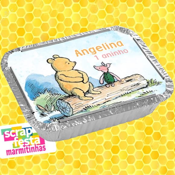 Marmitinha Personalizada Festa Ursinho Pooh Vintage