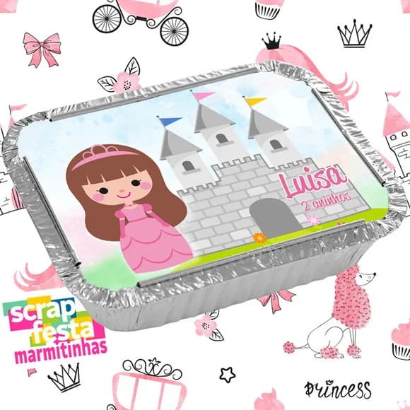 Marmitinha Personalizada Festa Princesa Aquarela