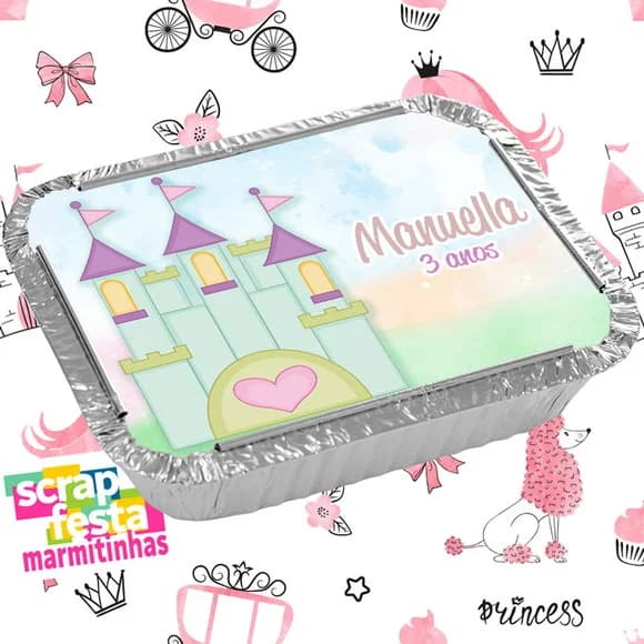 Marmitinha Personalizada Festa Princesa Aquarela