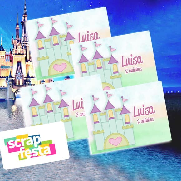 Adesivo Personalizado Retangular 6x8 Princesas Castelo