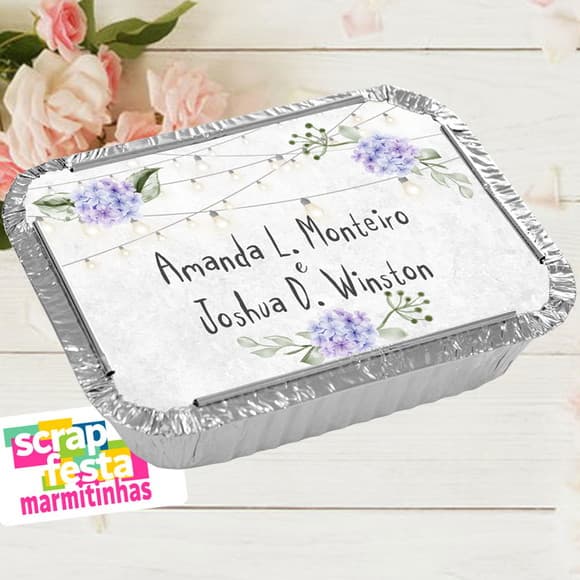 Marmitinha Personalizada Festa Casamento Flores Hortencia