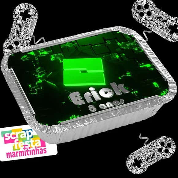 Marmitinha Personalizada Festa Game Neon