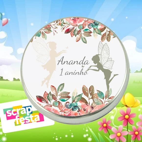 Latinha Personalizada Jardim das Fadas Aquarela