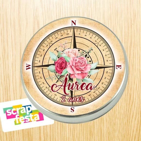 Latinhas Personalizadas Volta ao Mundo Bússola Floral