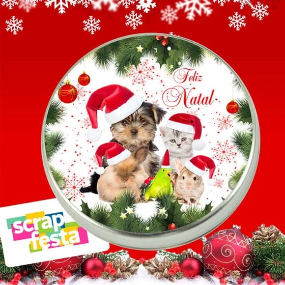 Latinha Personalizada Lembrancinha de Natal Pet Animais