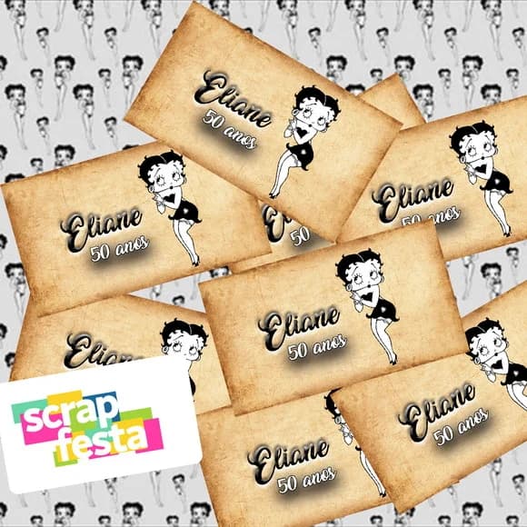 Adesivo Personalizado Retangular 7x4 Betty Boop
