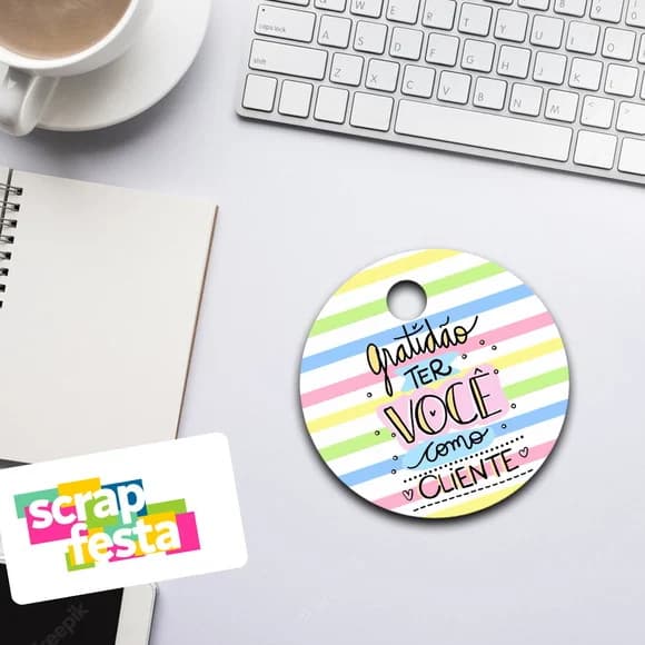 Tag Redonda com Furinho Personalizada Minha Empresa