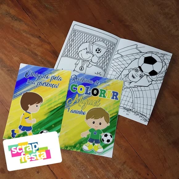 Revista Colorir + Giz de Cera Festa Esporte Futebol Copa