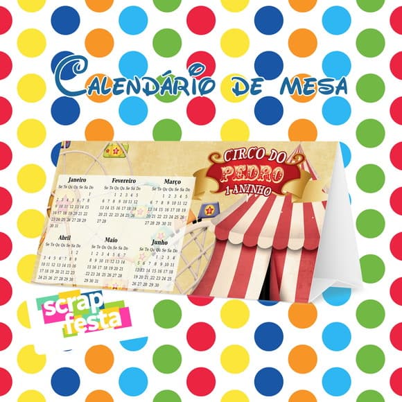 Calendário de Mesa Festa Circo Vintage