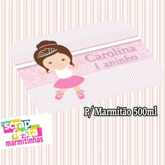Tampa Personalizada Para Marmitinha 500ml Bailarina