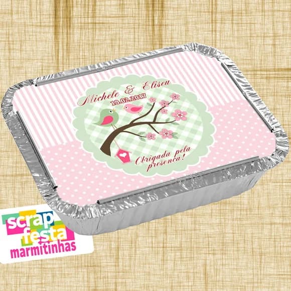 Marmitinha Personalizada Festa De Casamento Passarinho