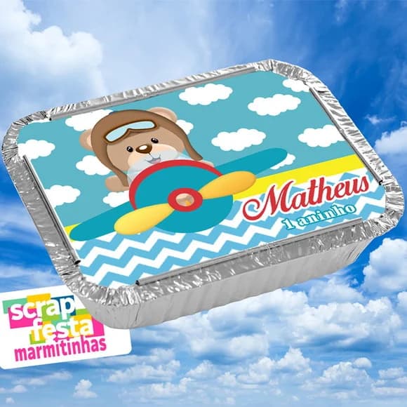 Marmitinha Personalizada Festa Urso Aviador
