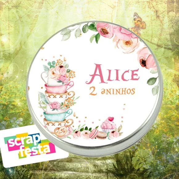 Latinha Personalizada Alice No País Das Maravilhas Aquarela