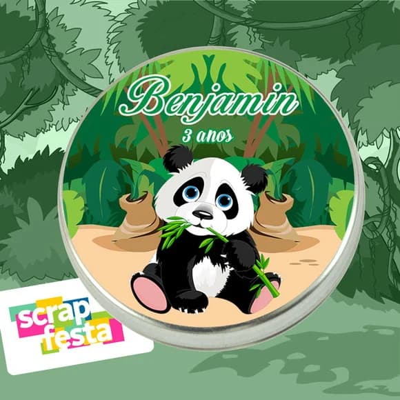 Latinhas Personalizadas Festa Safari Urso Panda