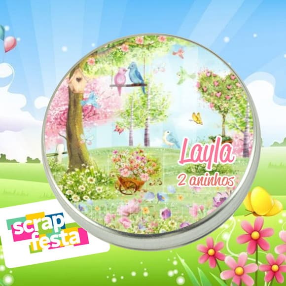 Latinha Personalizada Jardim Encantado Borboleta Aquarela