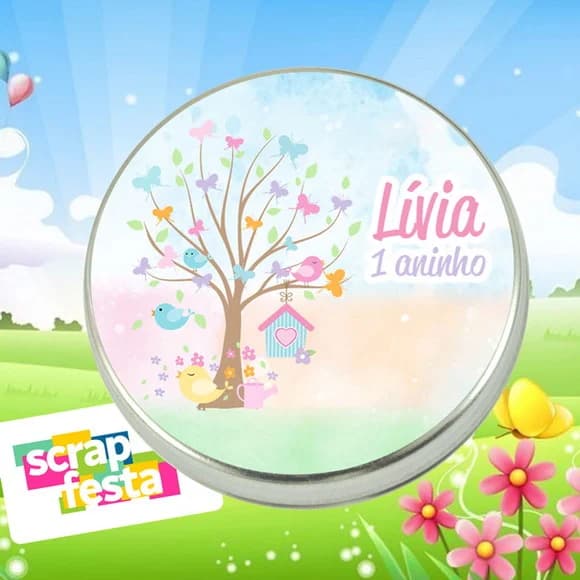 Latinha Personalizada Jardim Encantado Borboleta Aquarela