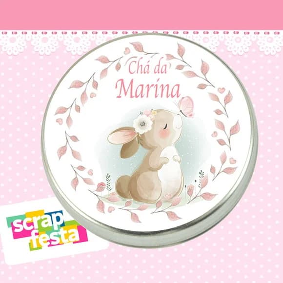 Latinha Personalizada Chá De Bebê Menina Coelho Cute