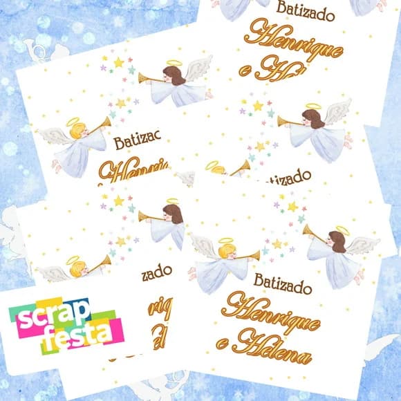 Adesivo Personalizado Quadrado 9,5x9,5 Batizado