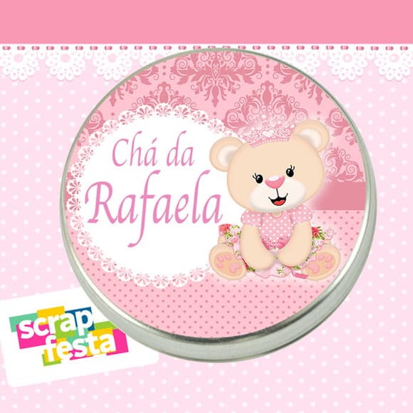 Latinha de Chá de Bebê Latinhas Menina Ursa Princesa