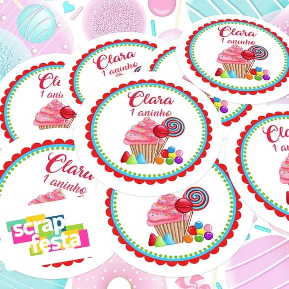 Adesivo 5 cm Redondo Personalizado Confeitaria