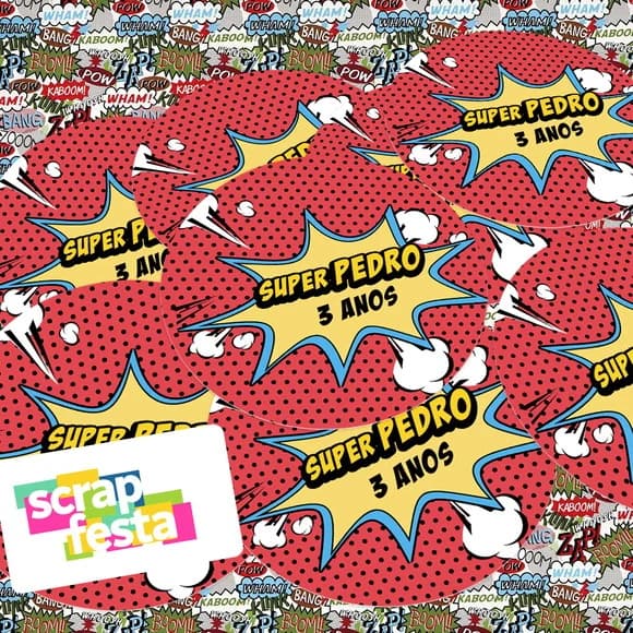 Adesivo 5 cm Redondo Personalizado Festa Super Heróis
