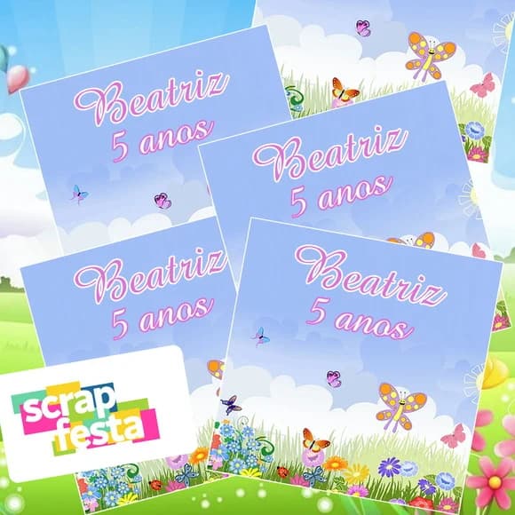 Adesivo Personalizado Quadrado 10x10 Jardim Encantado