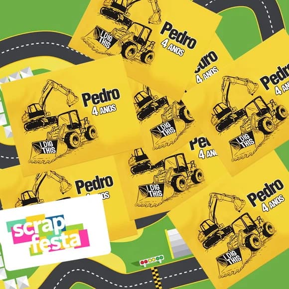 Adesivo Personalizado Retangular Festa Trator