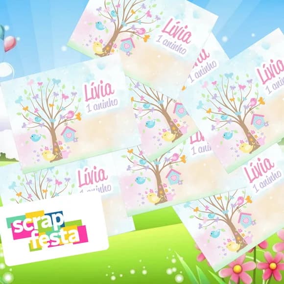 Adesivo Retangular Personalizados Festa Jardim Encantado