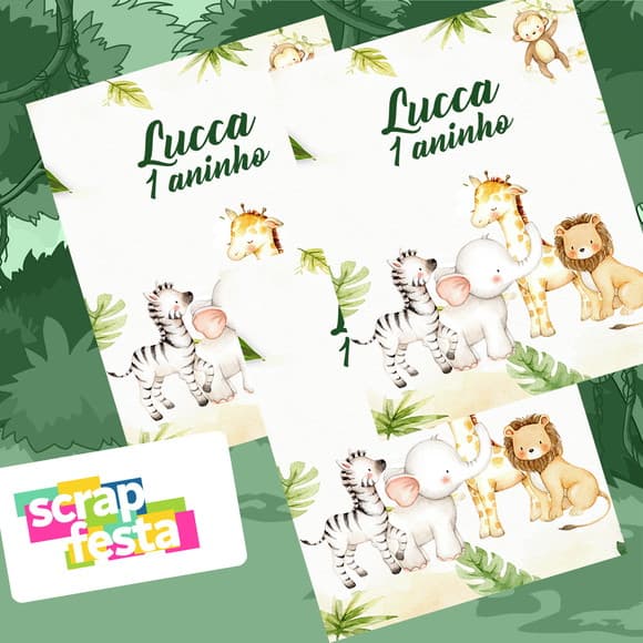 Adesivo Personalizado Retangular 4x5 Festa Safári