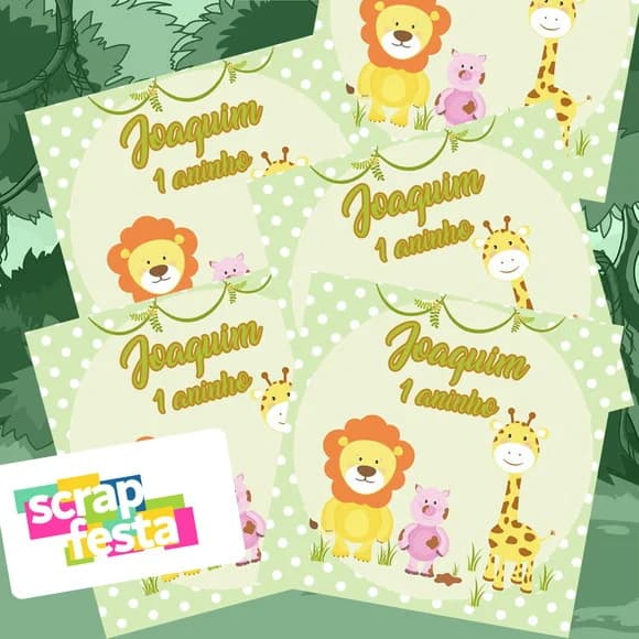 Adesivo Personalizado Quadrado 10x10 Safari