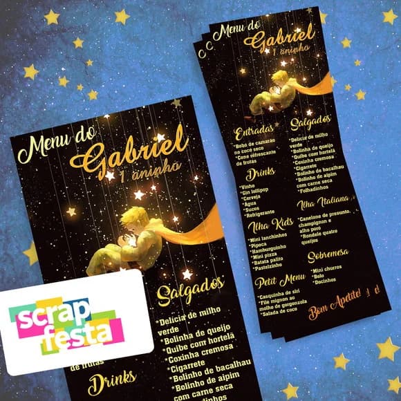 Menu Cardápio Personalizado Festa o Pequeno Príncipe