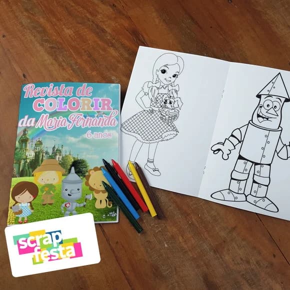 Revista Colorir + Giz de Cera Festa o Mágico de Oz