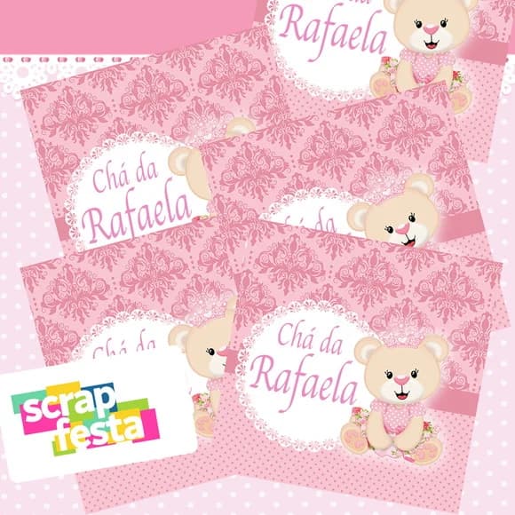 Adesivo Personalizado Quadrado 10x10 Chá de Menina Ursa