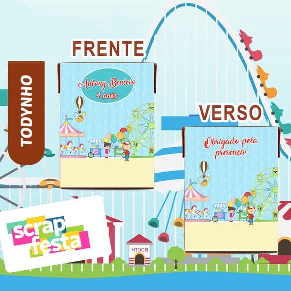 Adesivo Toddynho Personalizado Parque de Diversões