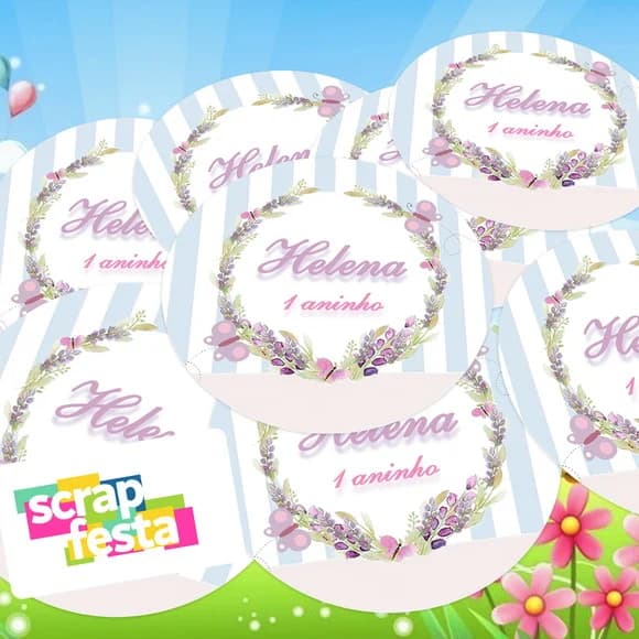 Adesivo 5 cm Redondo Personalizado Festa Jardim Encantado