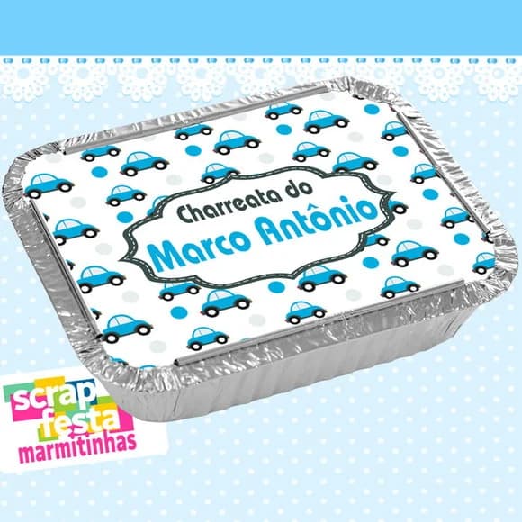 Marmitinha Personalizada de Chá de Menino Carrinhos