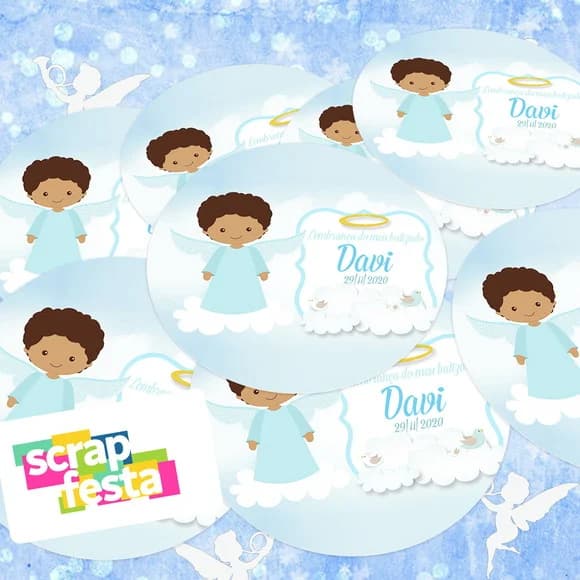 Adesivo 5 cm Redondo Personalizado Festa Batizado