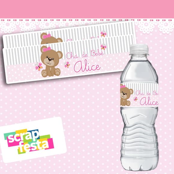 Adesivo Personalizado Rótulo de água 5x19,5 Chá de Menina